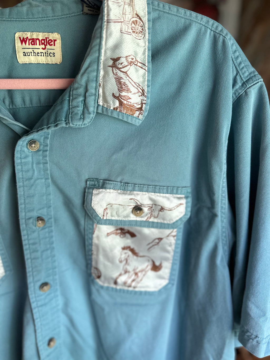 Wrangler Button-Up Shirt- Brown Satin