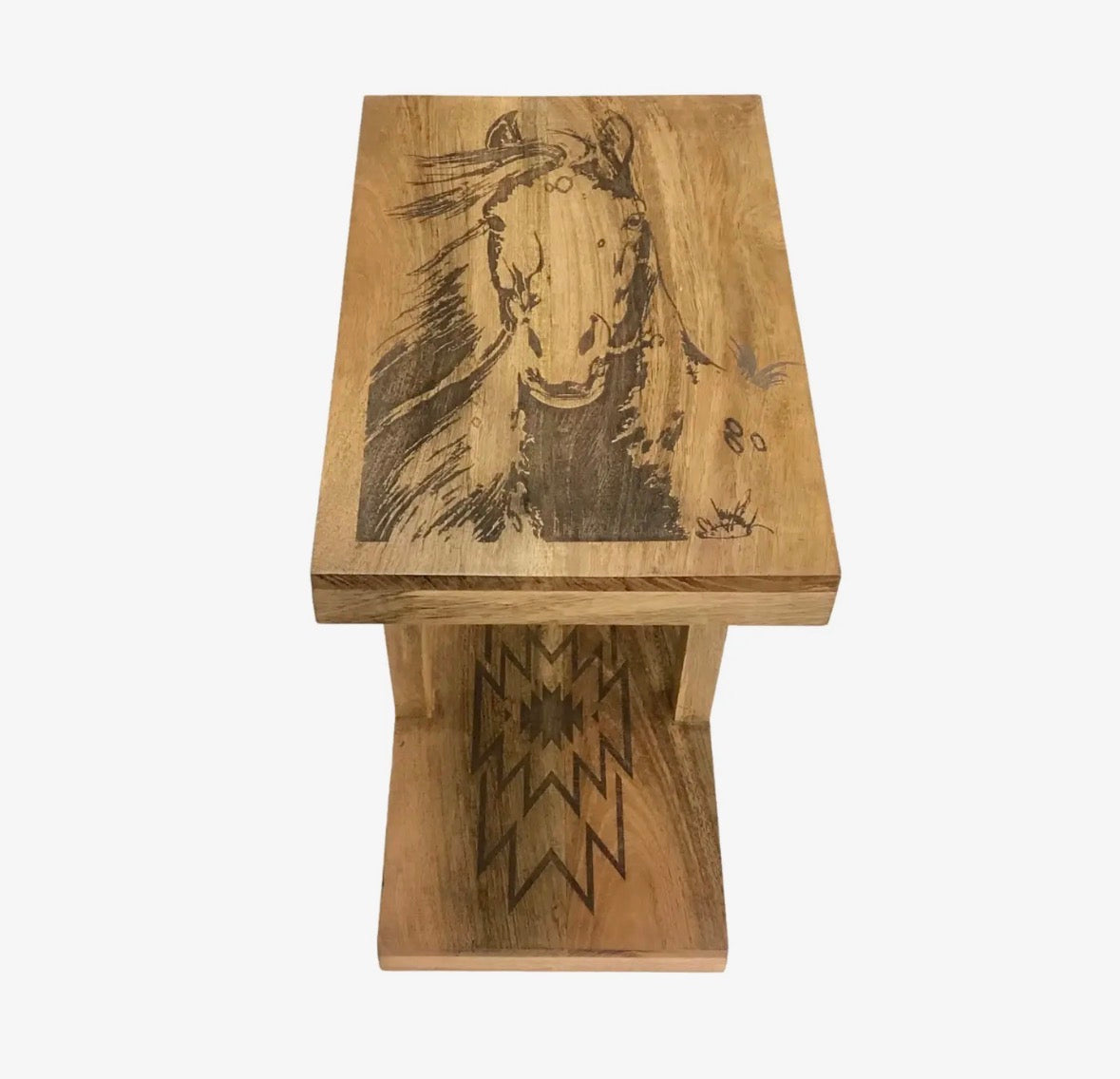 Wooden Horse Head Side Table