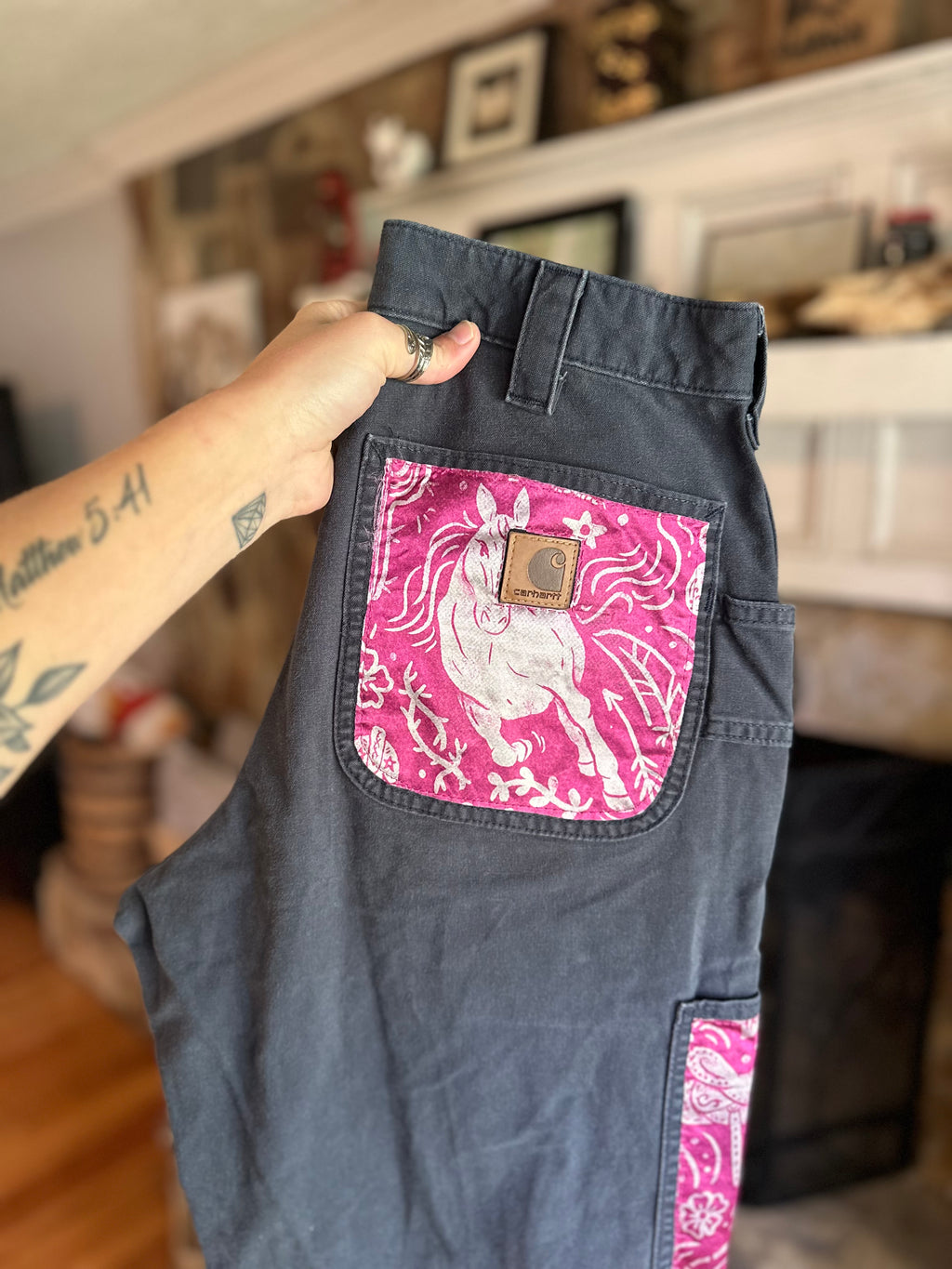 Custom Cargo Pants- Navy Pink
