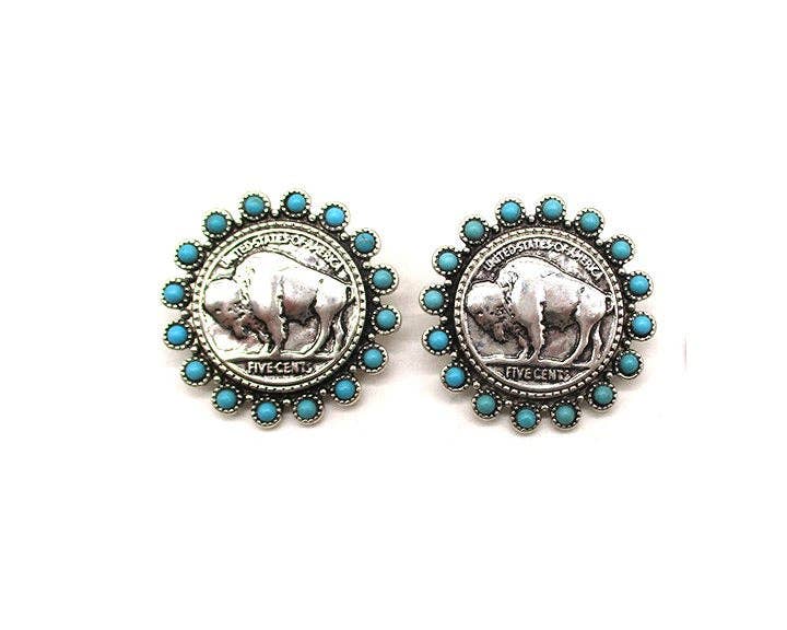 Western Buffalo Coin Earrings