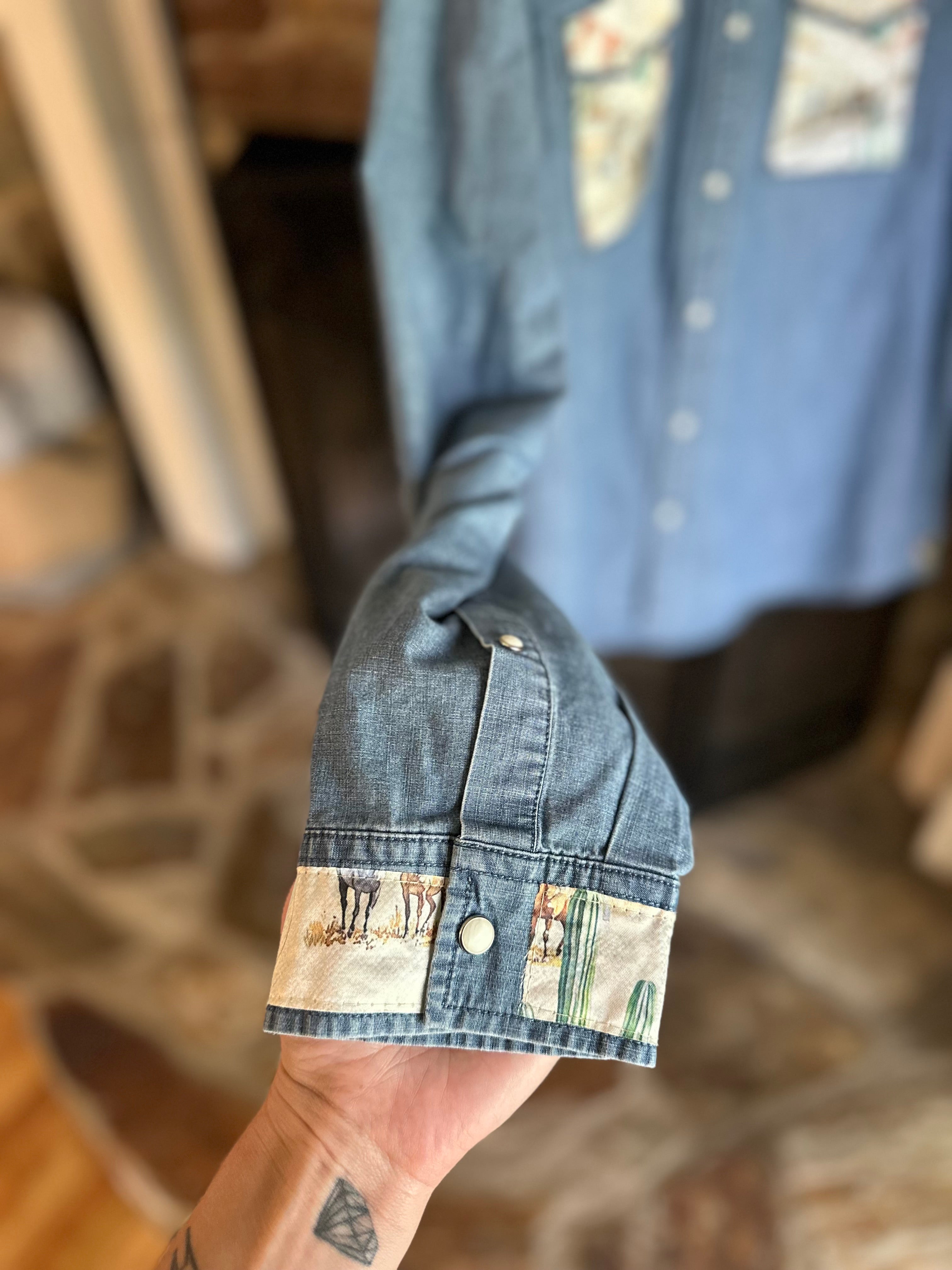 Magellan Button-Up Shirt- Cactus Satin
