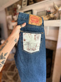 Custom Denim Blue Jean- Brown Pocket