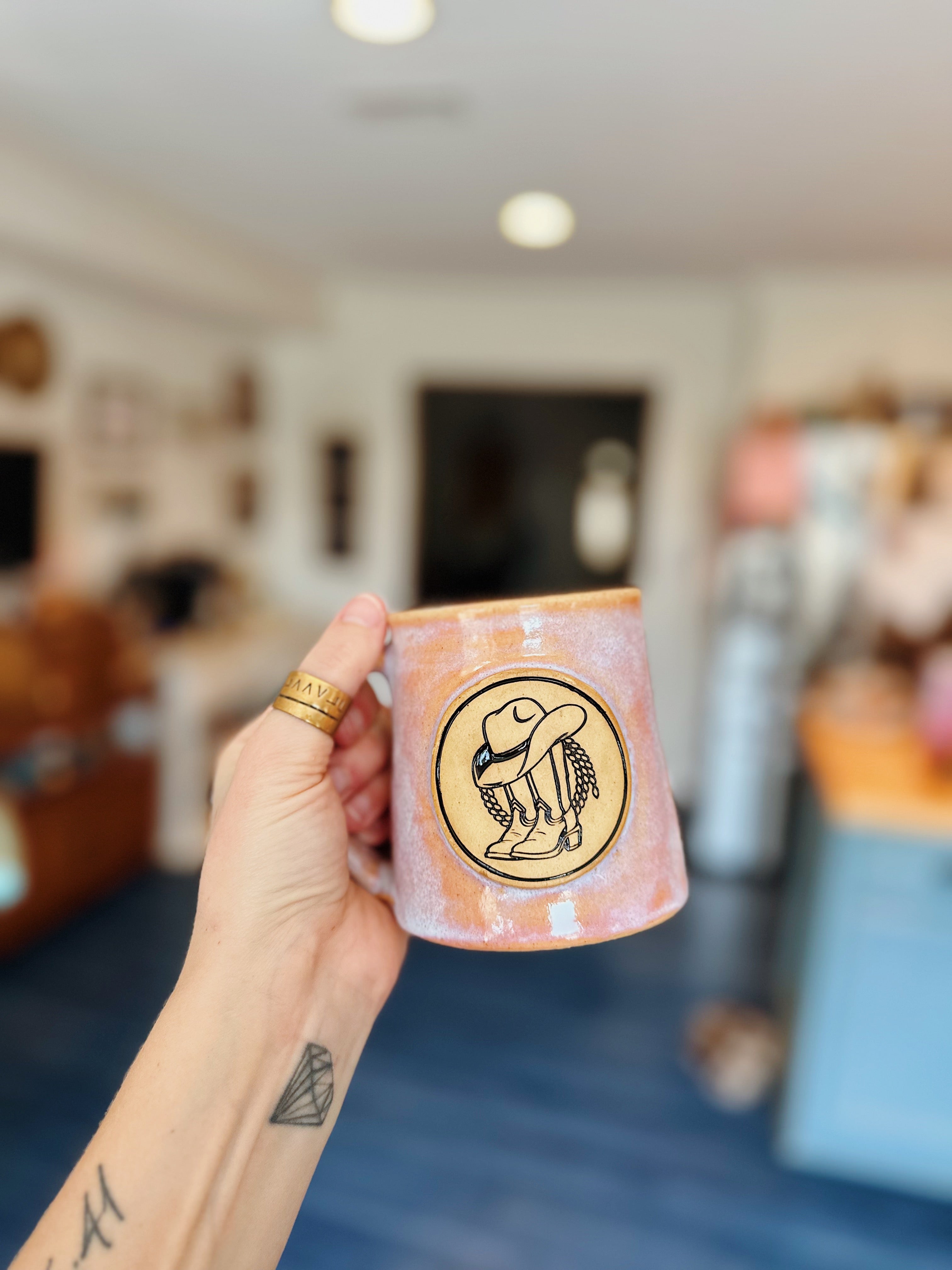 Cowgirl Boot Stamp Mug