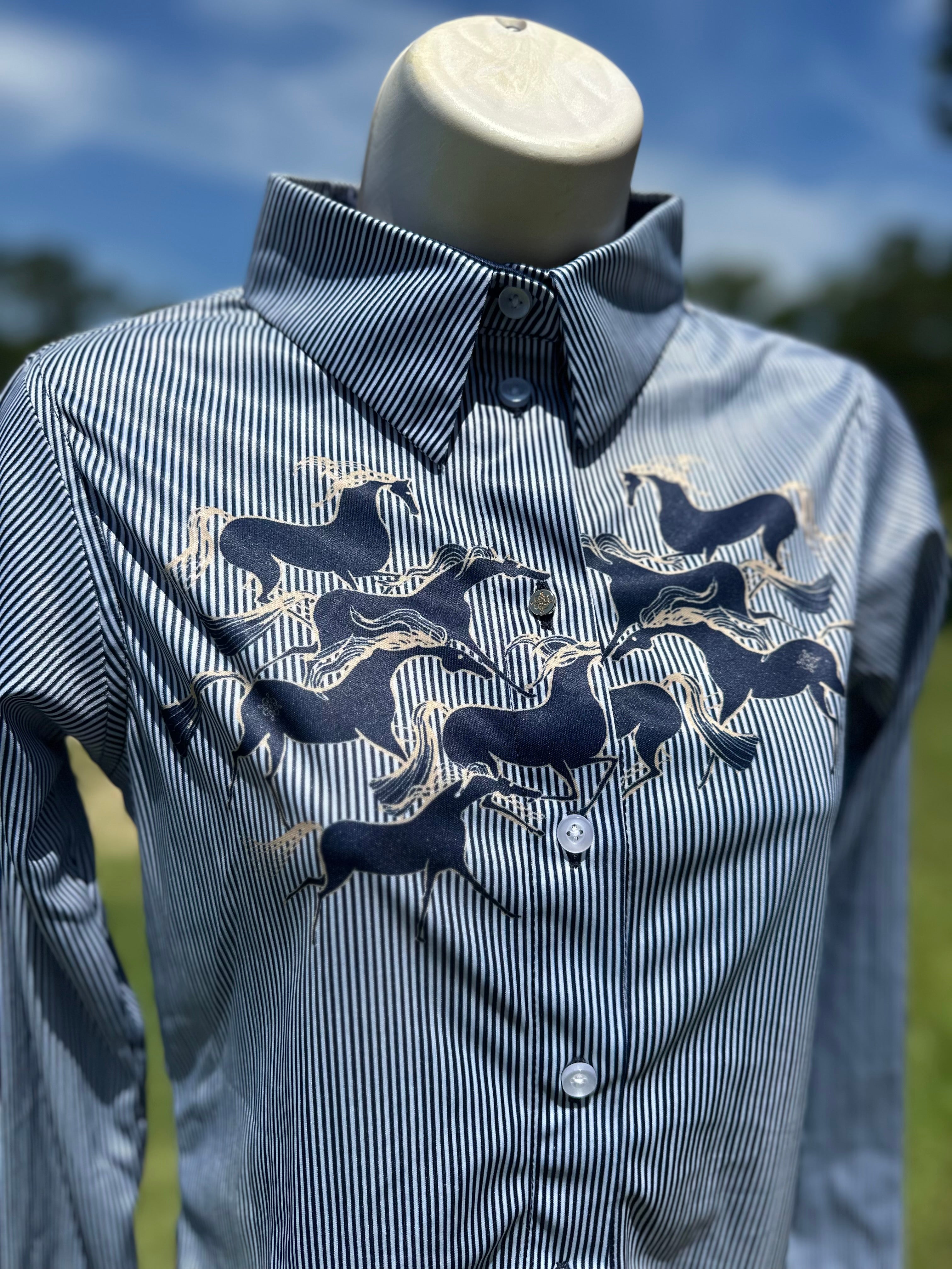 Running Horses NavyButton Down