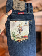Custom Denim Blue Jean- Cactus Pocket
