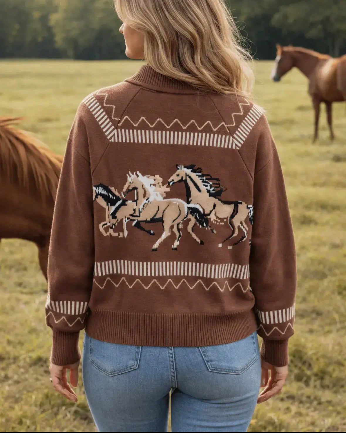 Galloping Horses Zip Cardigan
