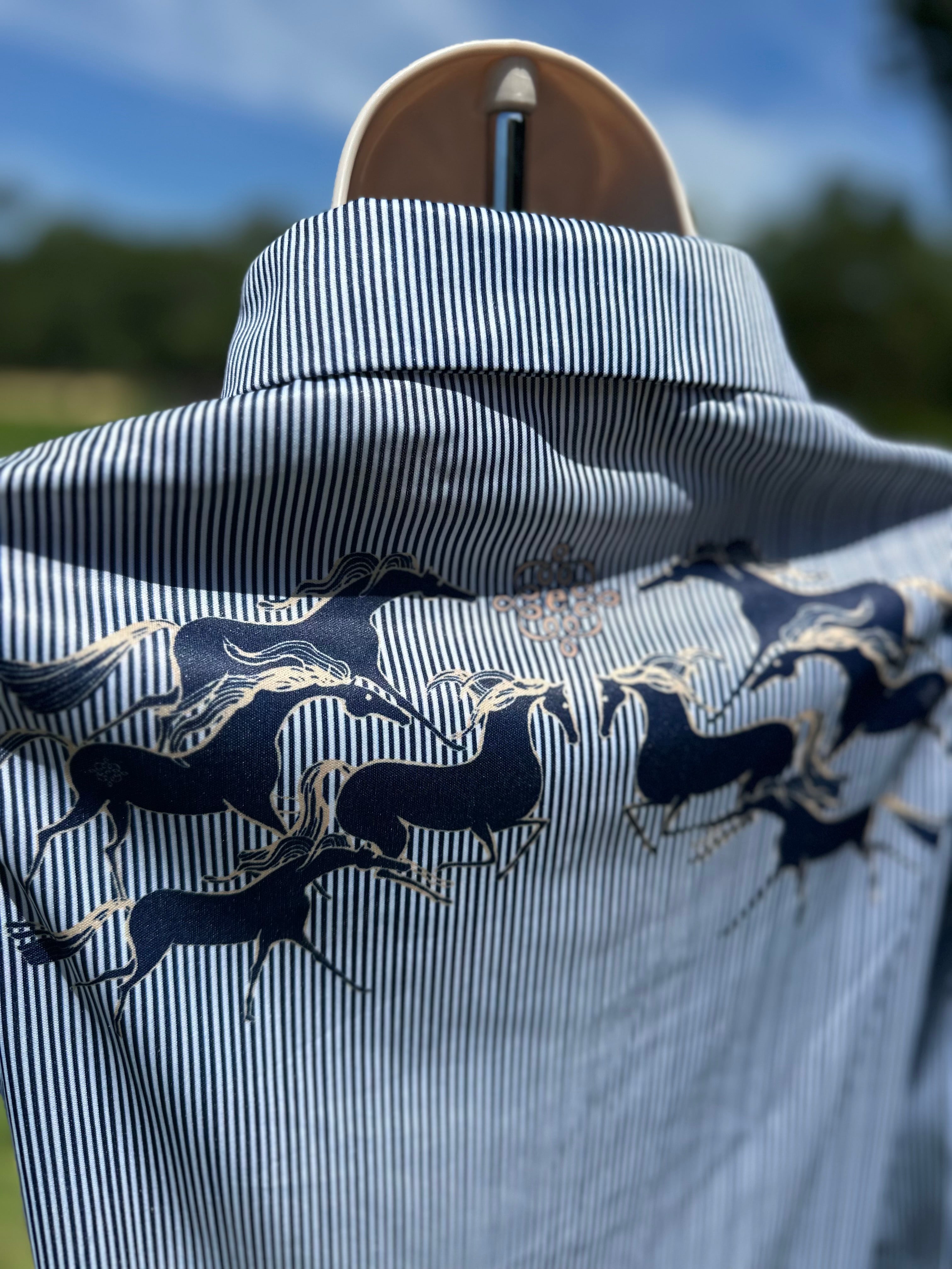 Running Horses NavyButton Down