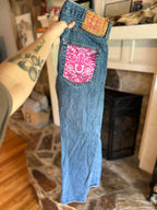 Custom Denim Blue Jean- Pink Nova Pocket