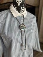 Western Turquoise Cowboy Hat Bolo Necklace