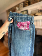 Custom Denim Blue Jean- Pink Nova Pocket