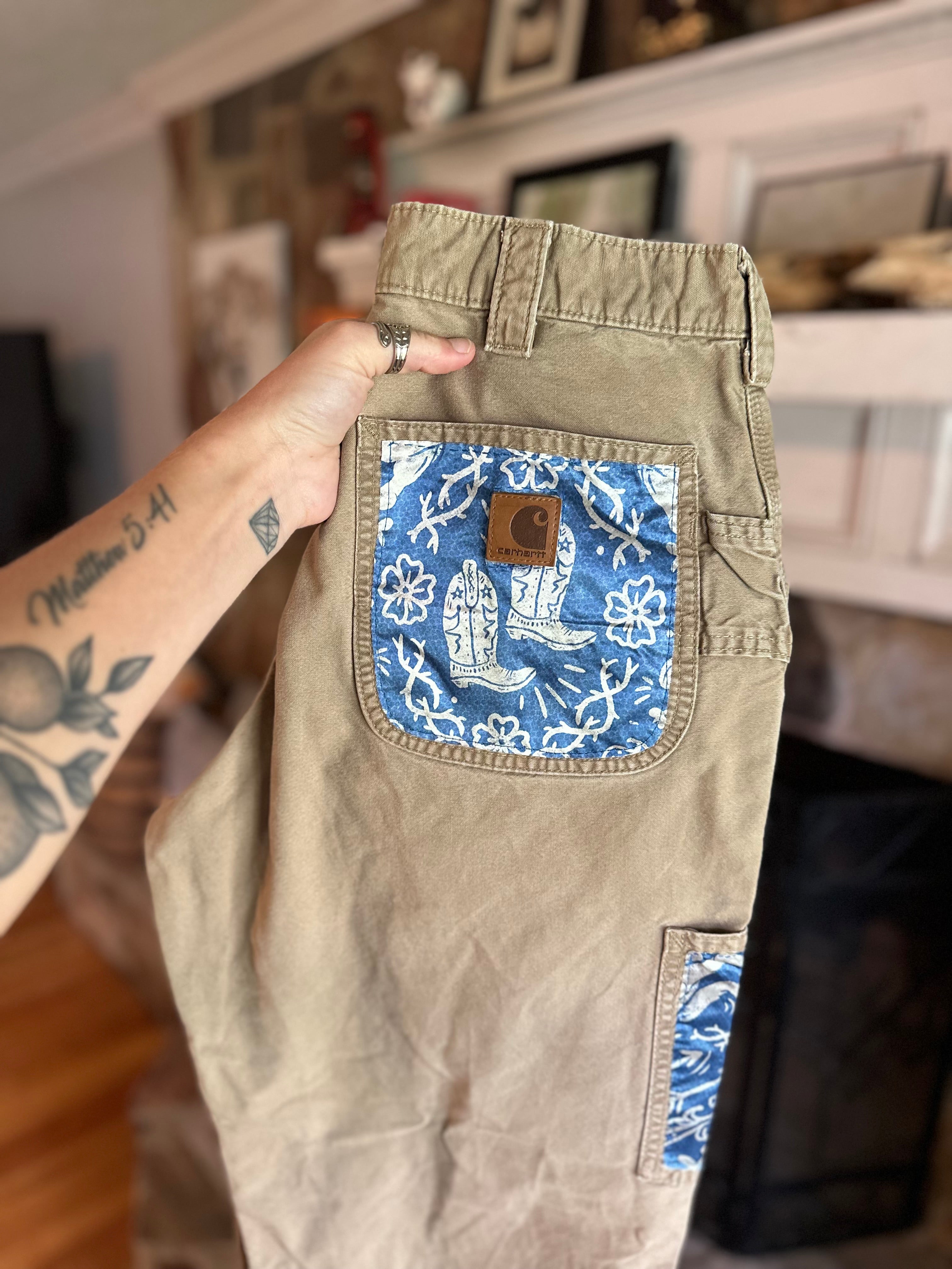 Custom Cargo Pants- Khaki Blue