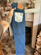 Custom Denim Blue Jean- Brown Pocket