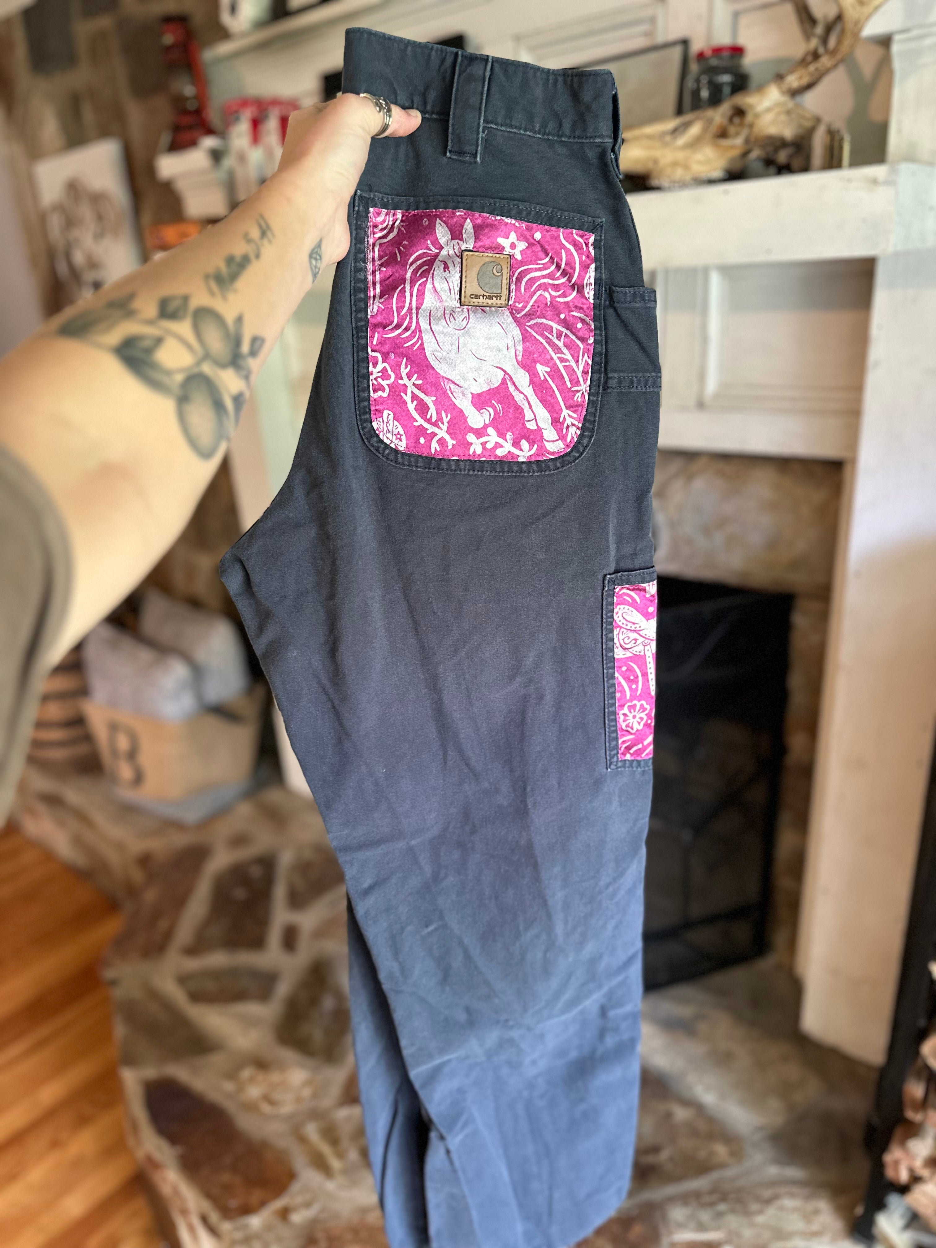 Custom Cargo Pants- Navy Pink