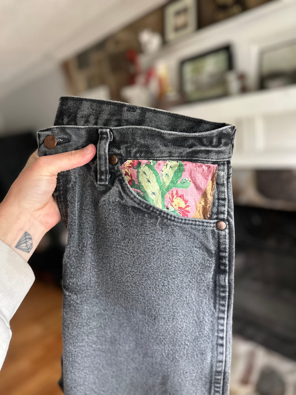 Custom Denim Jean- Pink Pocket