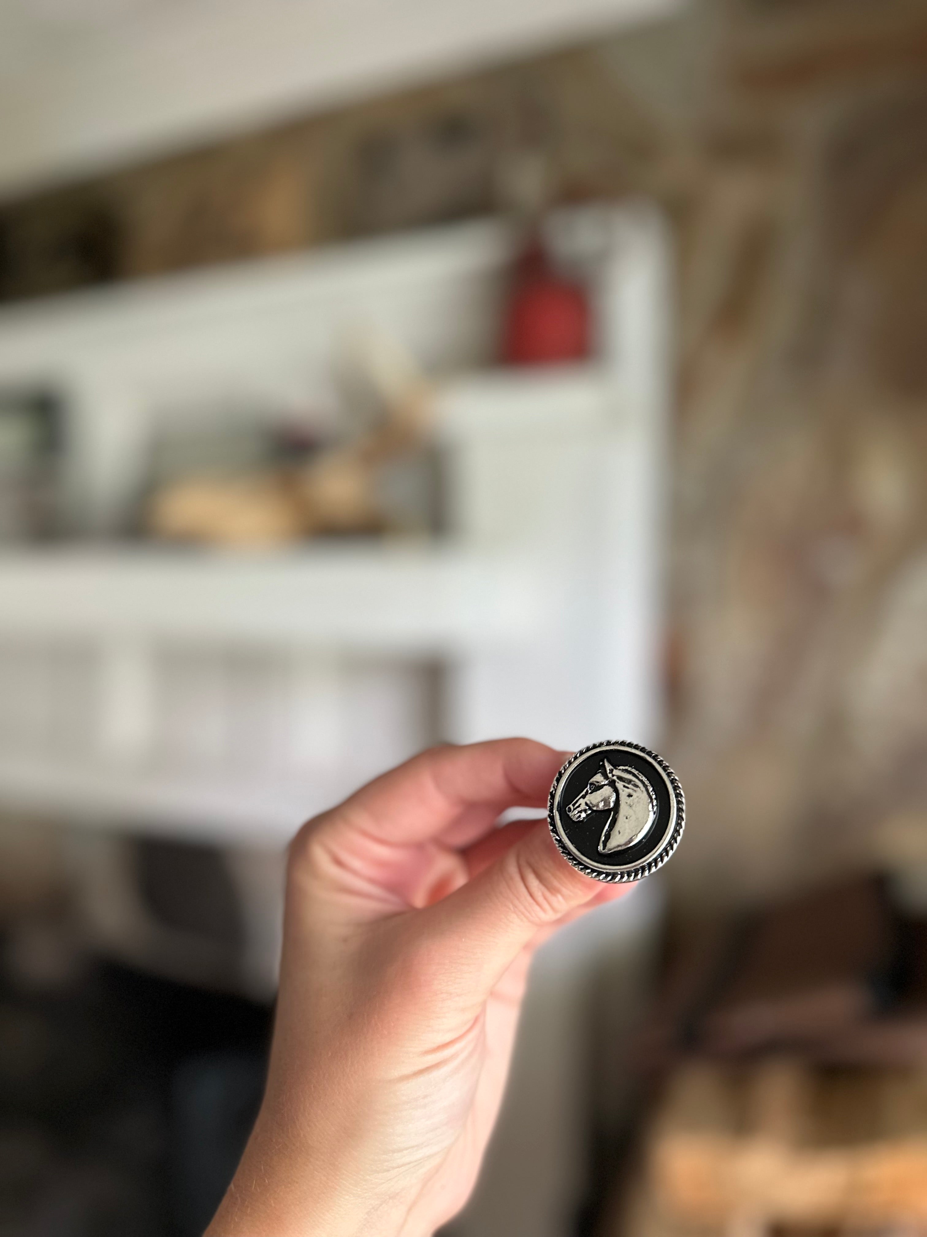 Western Horse Portrait Cuff Ring