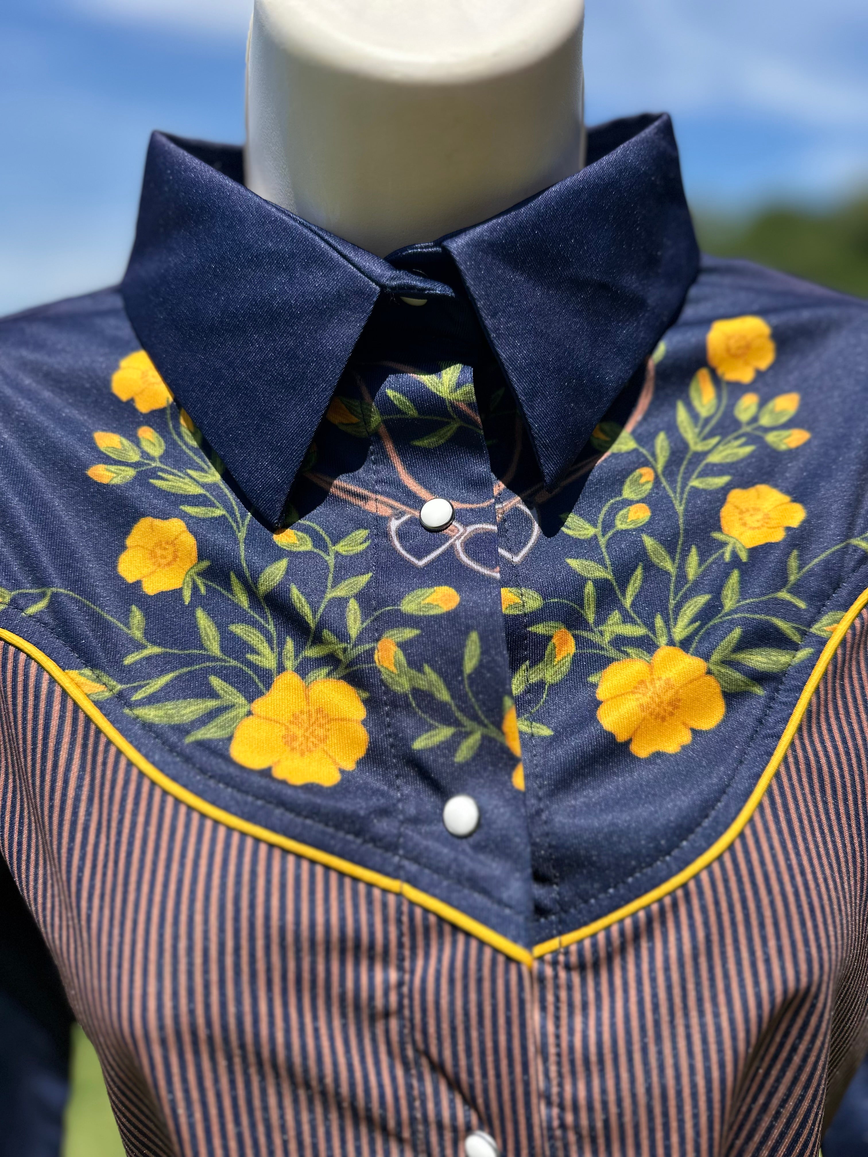 Western Stirrups Pearl Snap Button Down