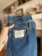 Custom Denim Blue Jean- Brown Pocket