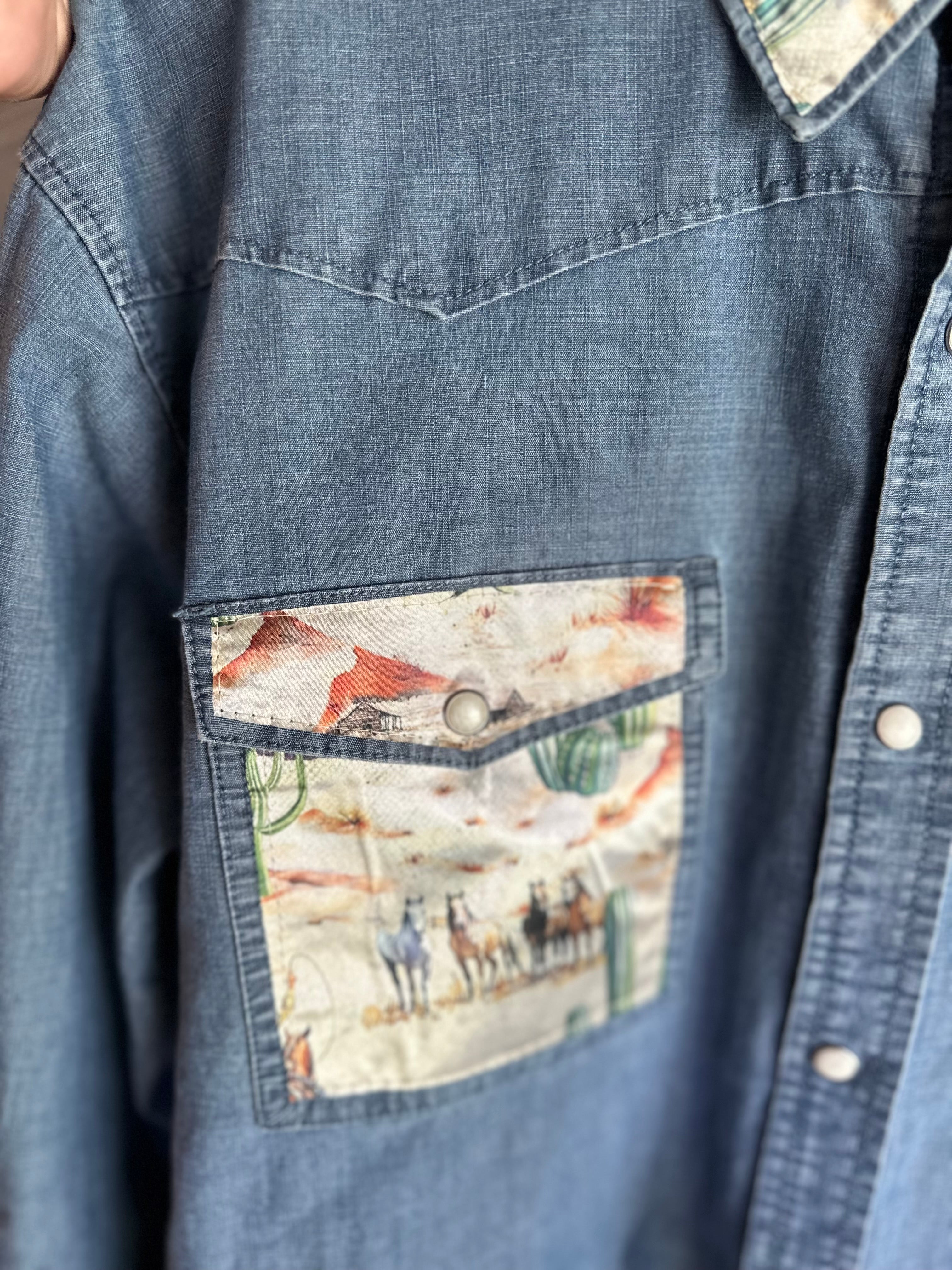 Magellan Button-Up Shirt- Cactus Satin