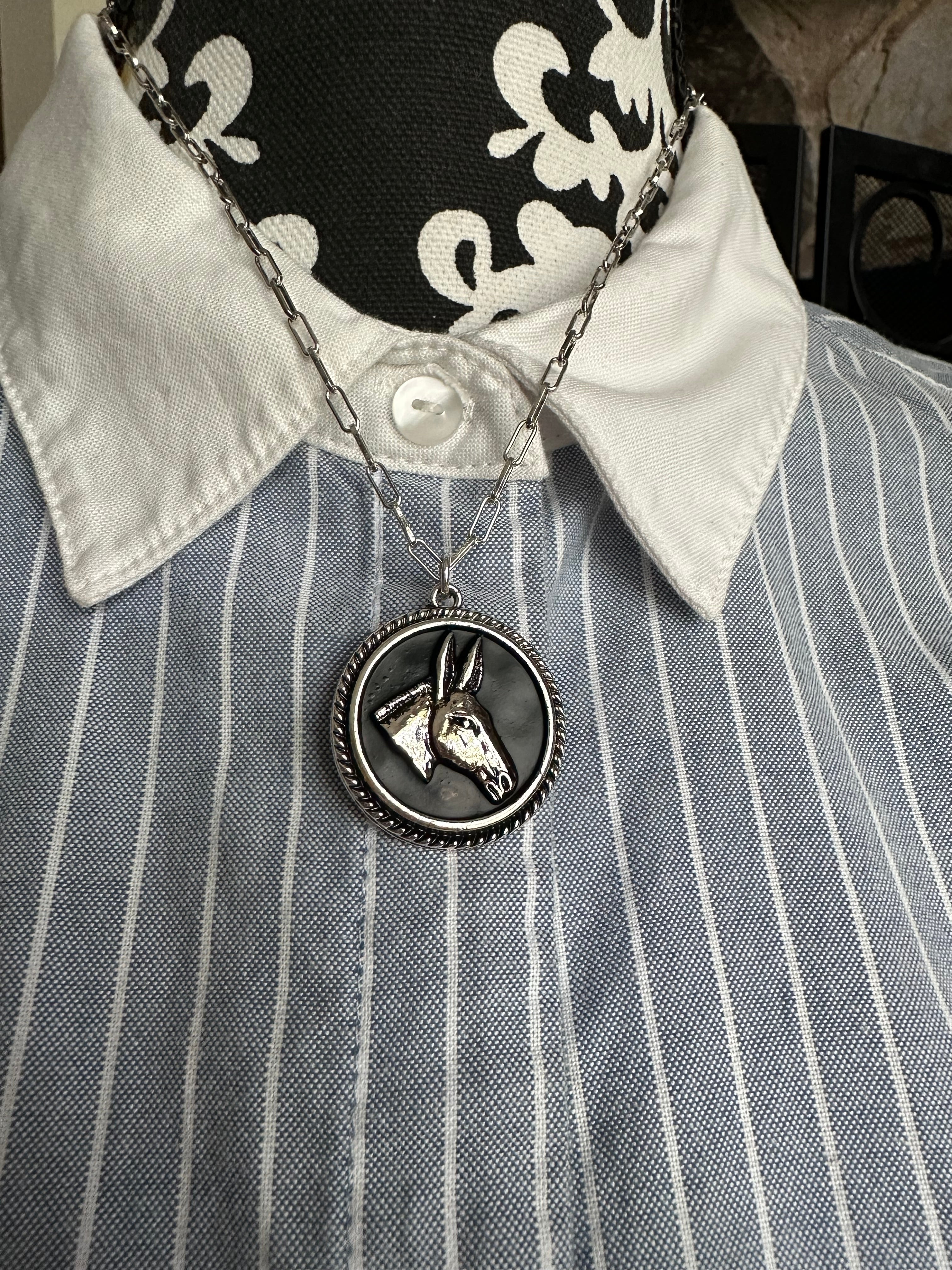 Western Burro Pendant Necklace