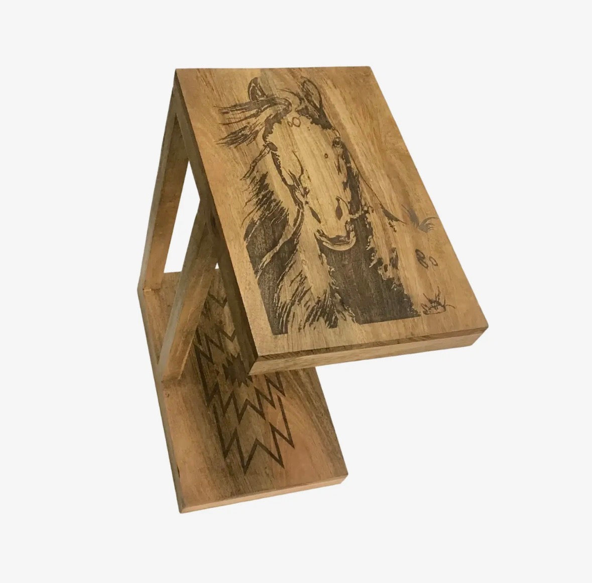 Wooden Horse Head Side Table
