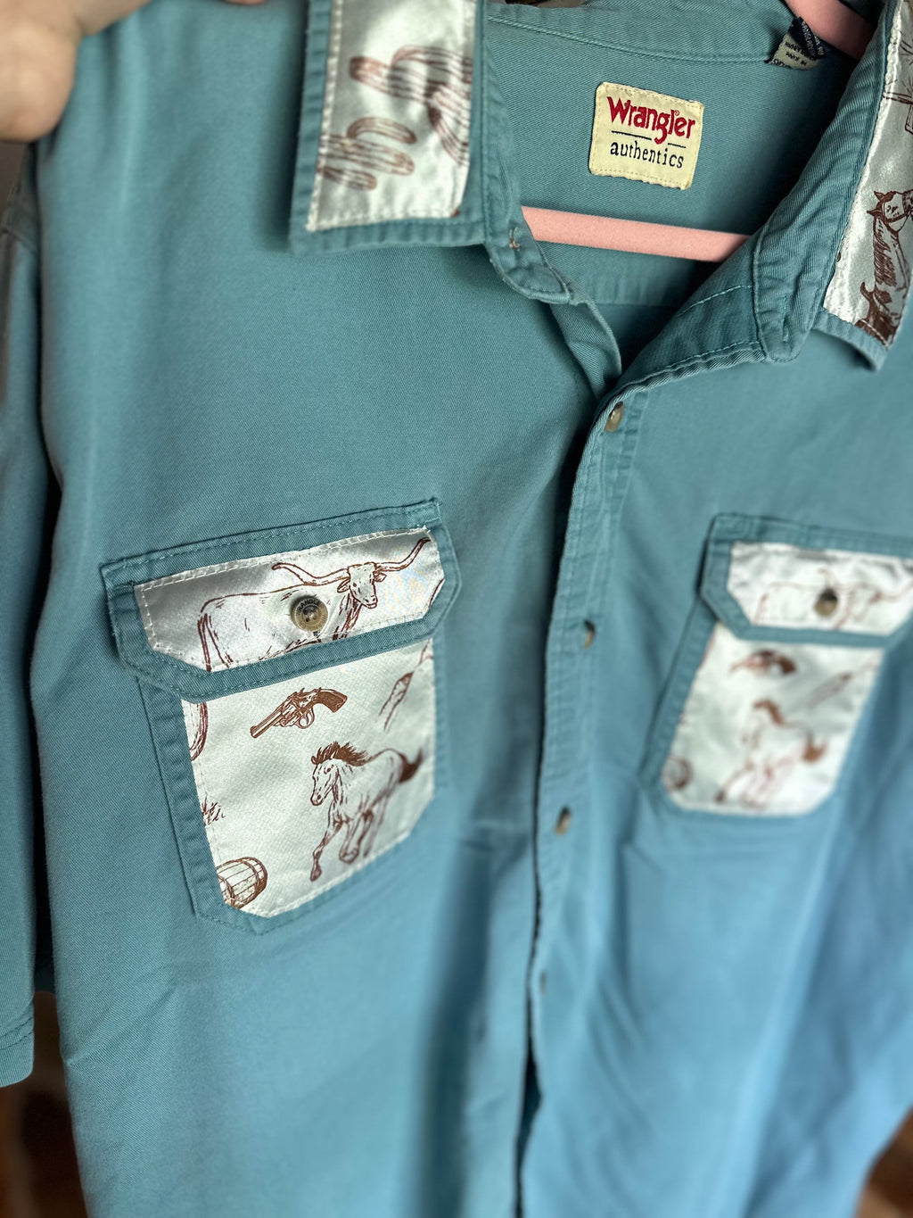 Wrangler Button-Up Shirt- Brown Satin