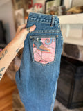 Custom Denim Blue Jean- Pink Rodeo Pocket