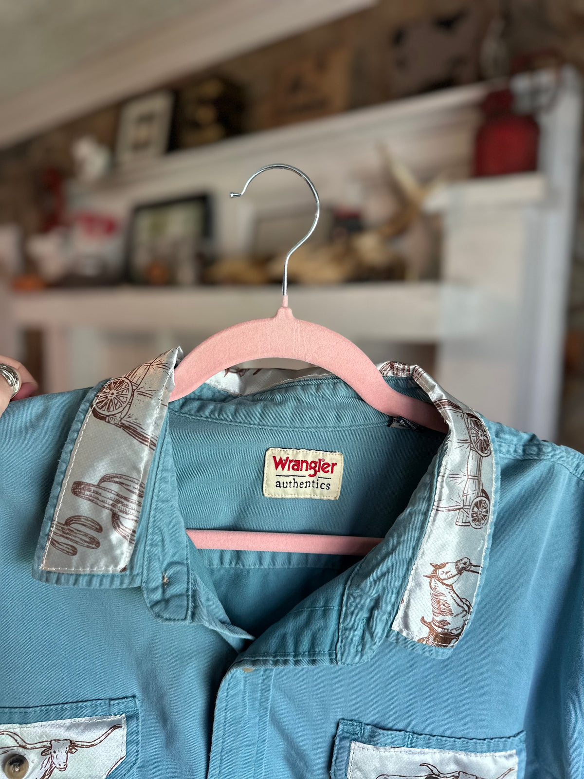 Wrangler Button-Up Shirt- Brown Satin