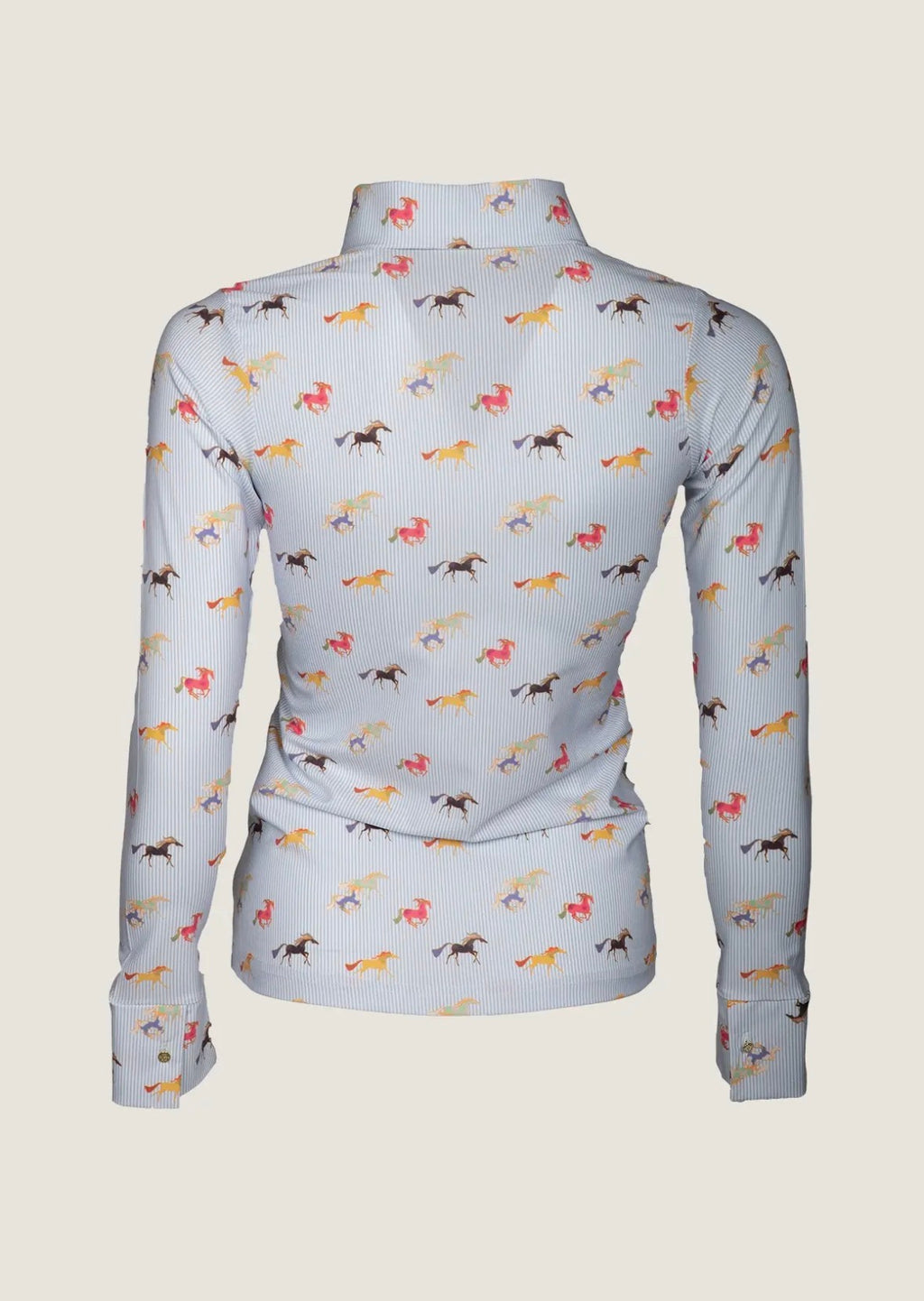 Colorful Running Horses Pearl Snap Button Down