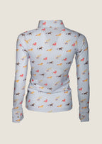 Colorful Running Horses Pearl Snap Button Down