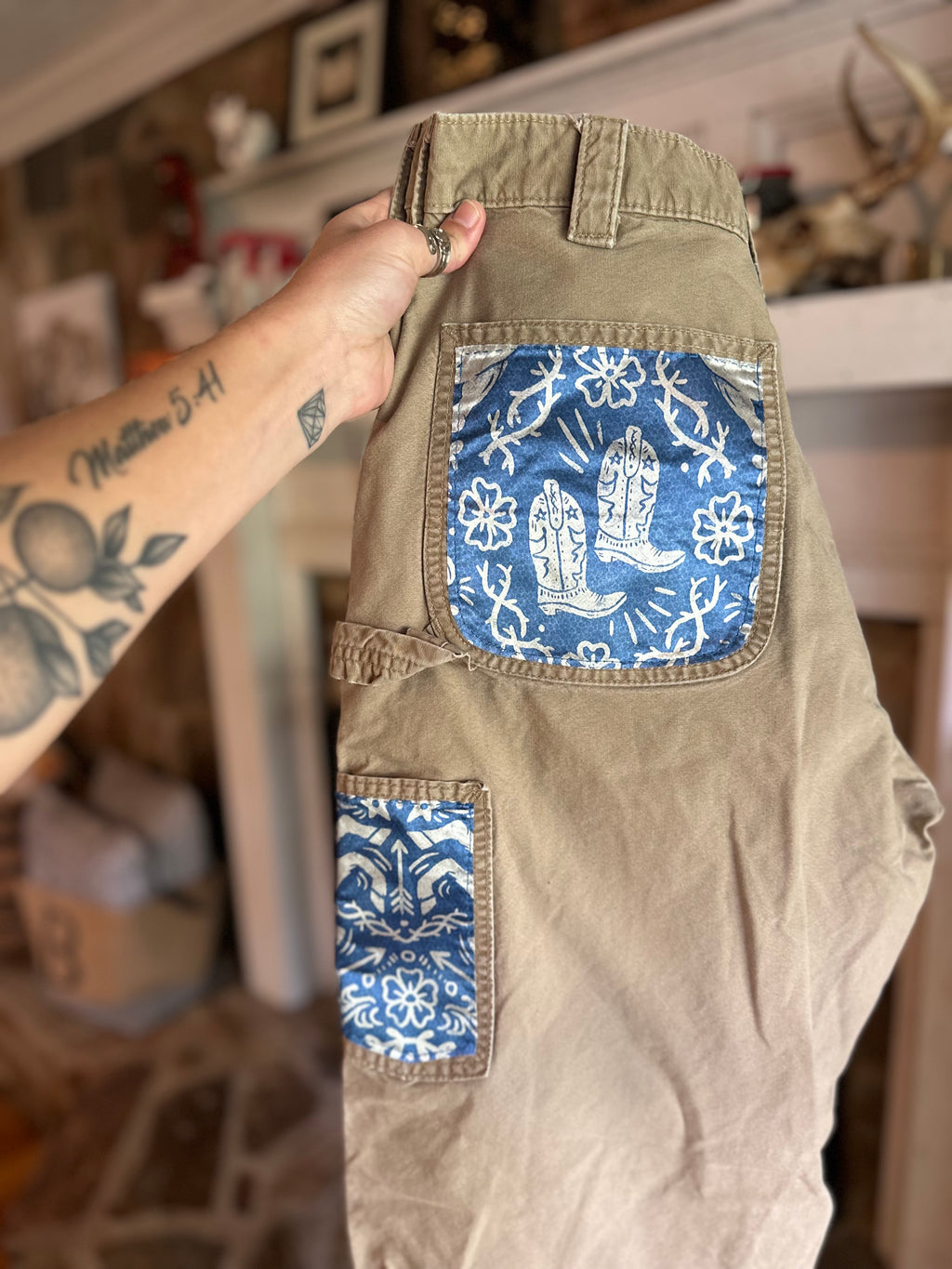 Custom Cargo Pants- Khaki Blue