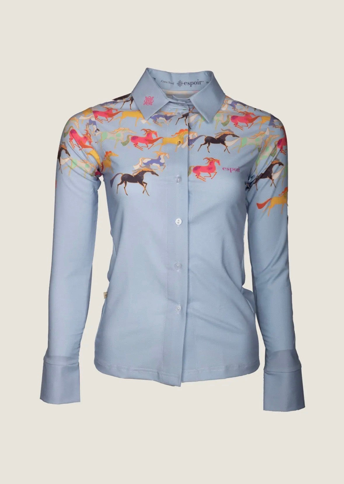 Western Running Horses Pearl Snap Button Down