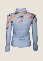 Western Running Horses Pearl Snap Button Down