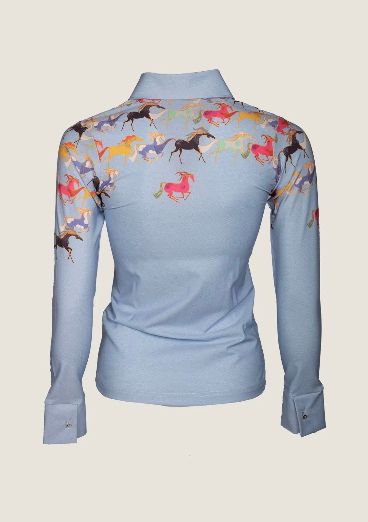 Western Running Horses Pearl Snap Button Down