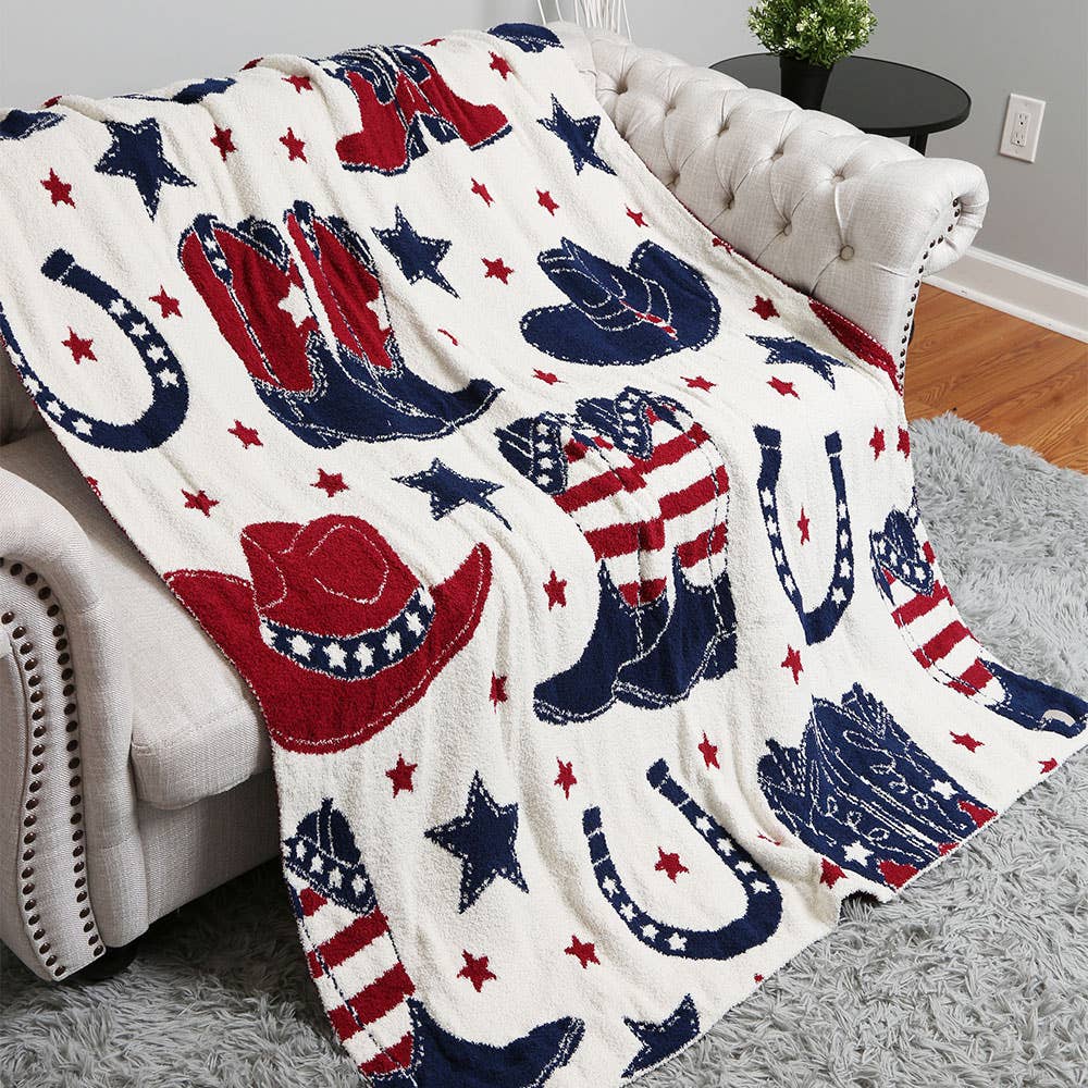 Patriotic Western Throw Blanket