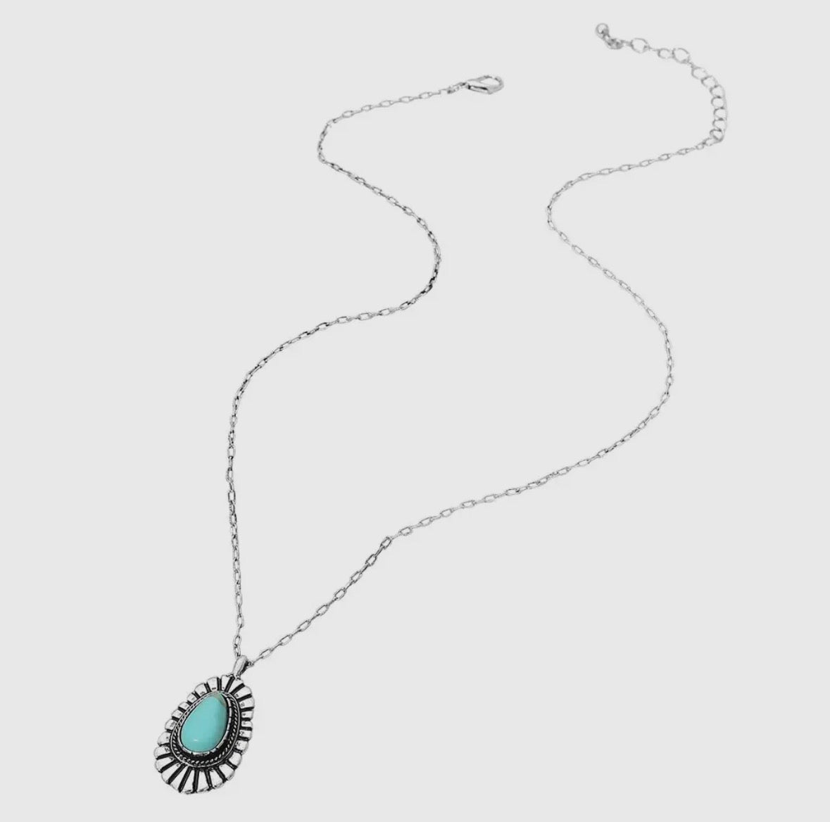 Turquoise Teardrop Pendant Necklace