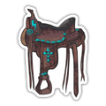 Turquoise Gem Western Saddle Sticker