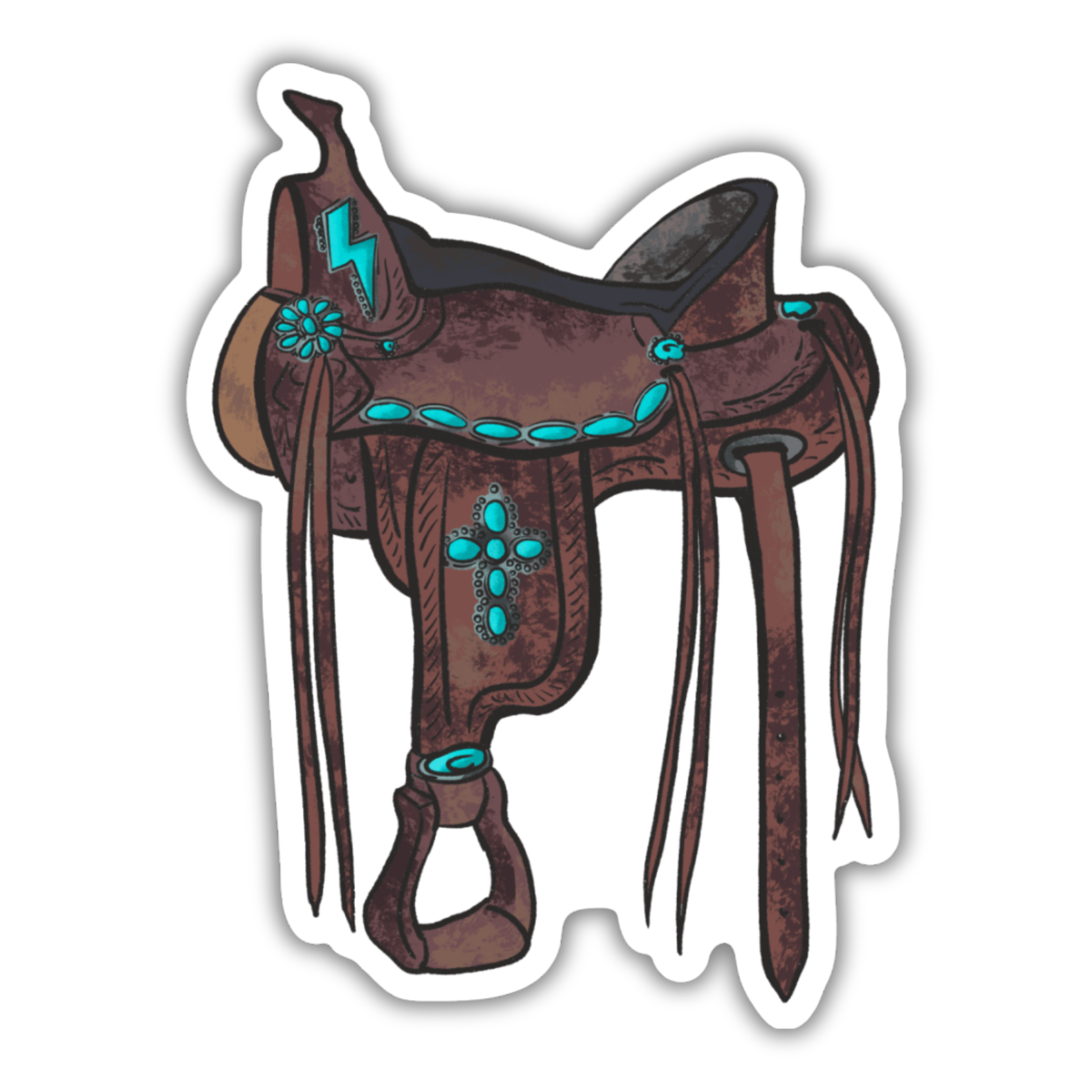 Turquoise Gem Western Saddle Sticker
